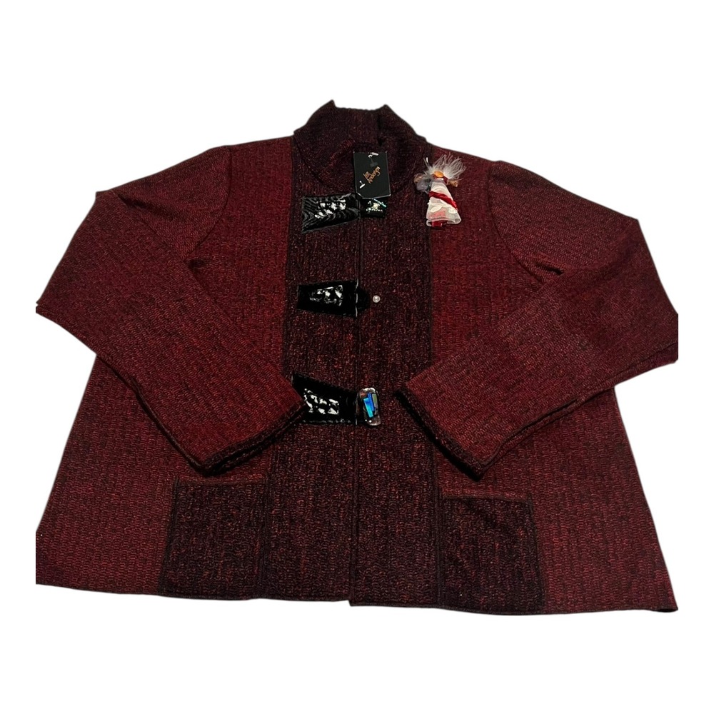 NWT Lee Andersen Roi Jacket‎ 1X Plus Size Red Textured Button-Up USA Made